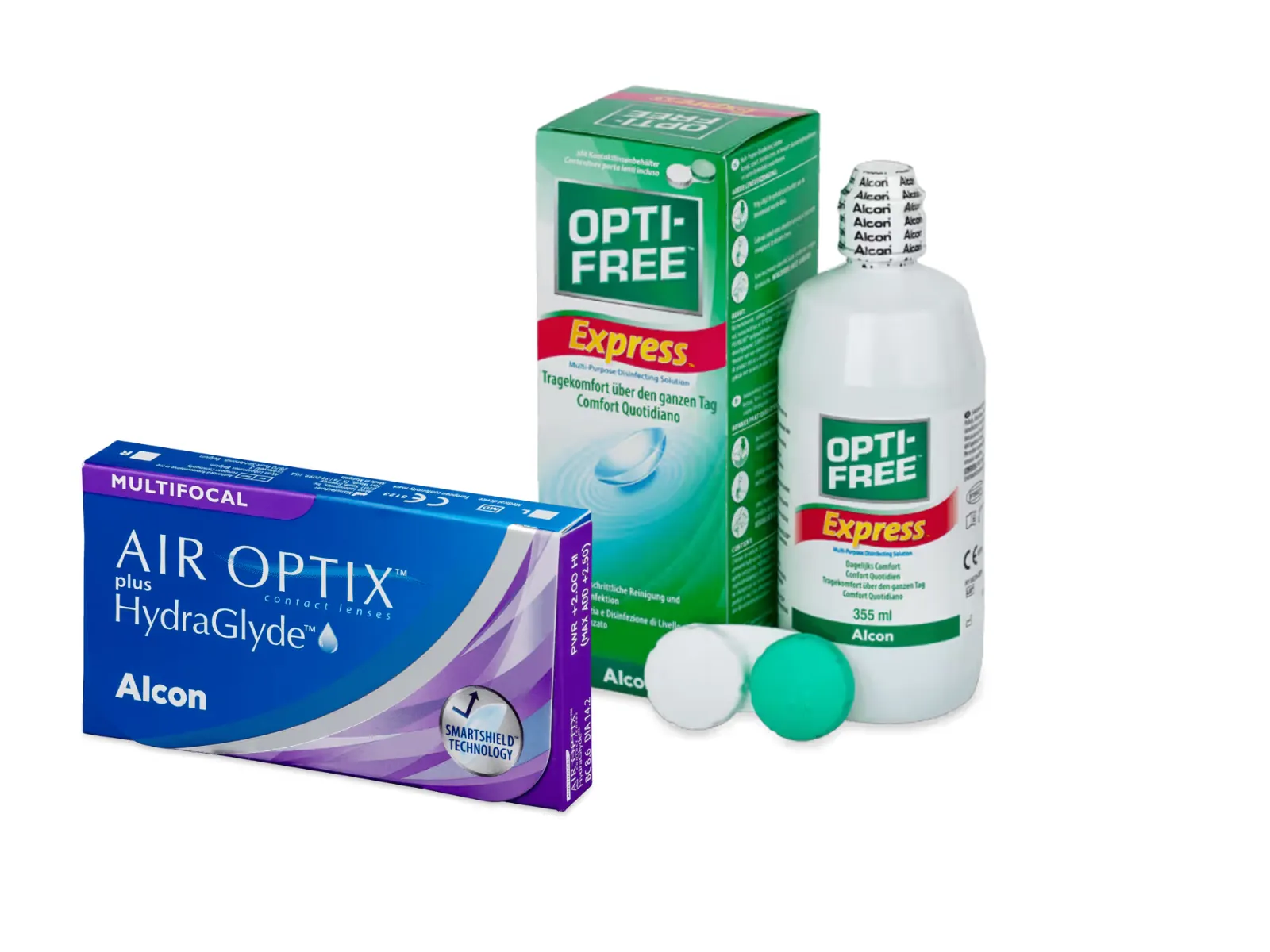 AirOptix Plus HydraGlyde Multifocal (3 lenti) + OptiFree Express 355ml