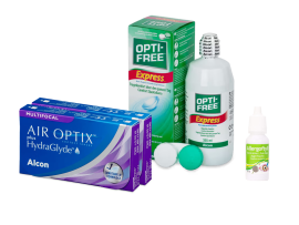 AirOptix Plus HydraGlyde Multifocal (2x3 lenti) + OptiFree Express 355ml + Allergoftyll