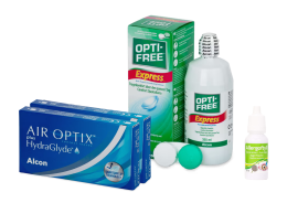 AirOptix Plus HydraGlyde (2x3 lenti) + OptiFree Express 355ml + Allergoftyll
