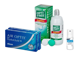 AirOptix Plus HydraGlyde (2x3 lenti) + OptiFree Express 355ml + Nebuvis Reidratante Occhi