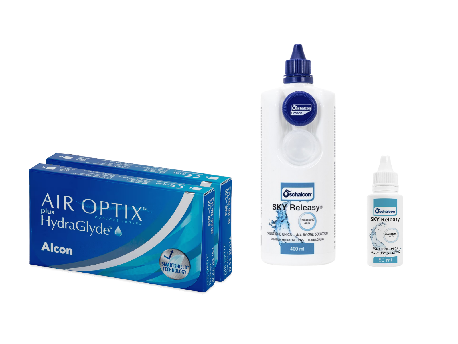 AirOptix Plus HydraGlyde (2x3 lenti) + Sky Releasy 400 ml + Sky Releasy 50 ml
