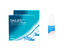 Dailies Aqua Comfort Plus (2x90 lenti) + Clean Drops