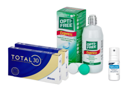 Total30 Sferiche (2x3 lenti) + OptiFree Express 355ml + Nebuvis Reidratante Occhi